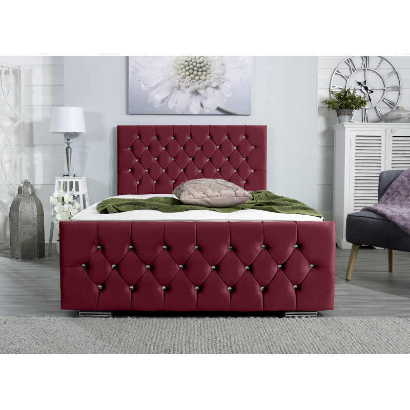 Chesser Upholstered Bed Frame, Single (3'), Maroon