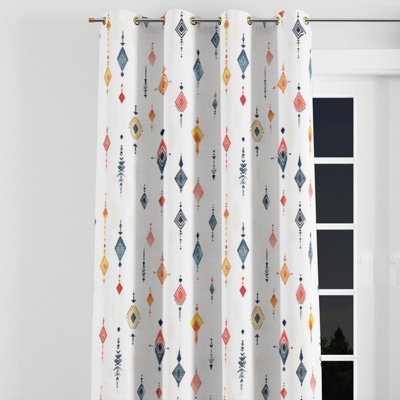 Moroccan Room Darkening Curtains - Blue Nomad Spirit Grommet Curtain - 1 Panel