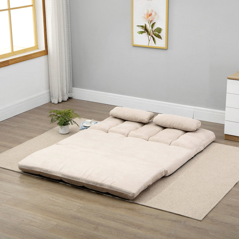Canapé HOMcom, canapé-lit pliant, chaise longue d'invité avec 2 coussins, dossier et appui-tête réglables, Polyester beige
