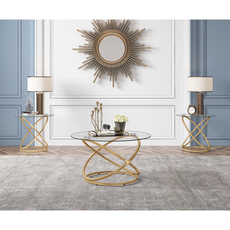 3 - Piece Living Room Table Set, Gold