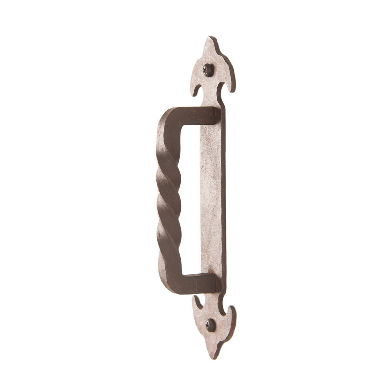 8" Black Hammered & Twisted Wrought Iron Door Handle