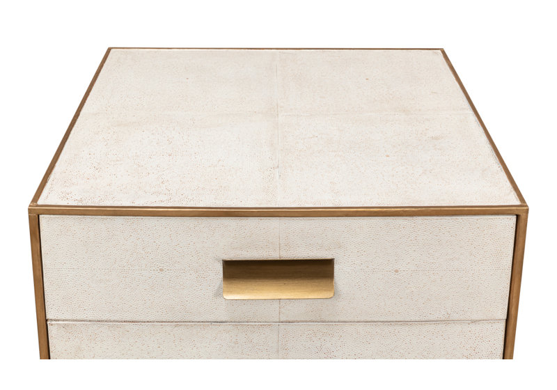 Shagreen 2 - Drawer Solid Wood Nightstand, Osprey White