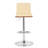 Adjustable Height Swivel Cream Faux Leather And Chrome Bar Stool With Walnut Wood