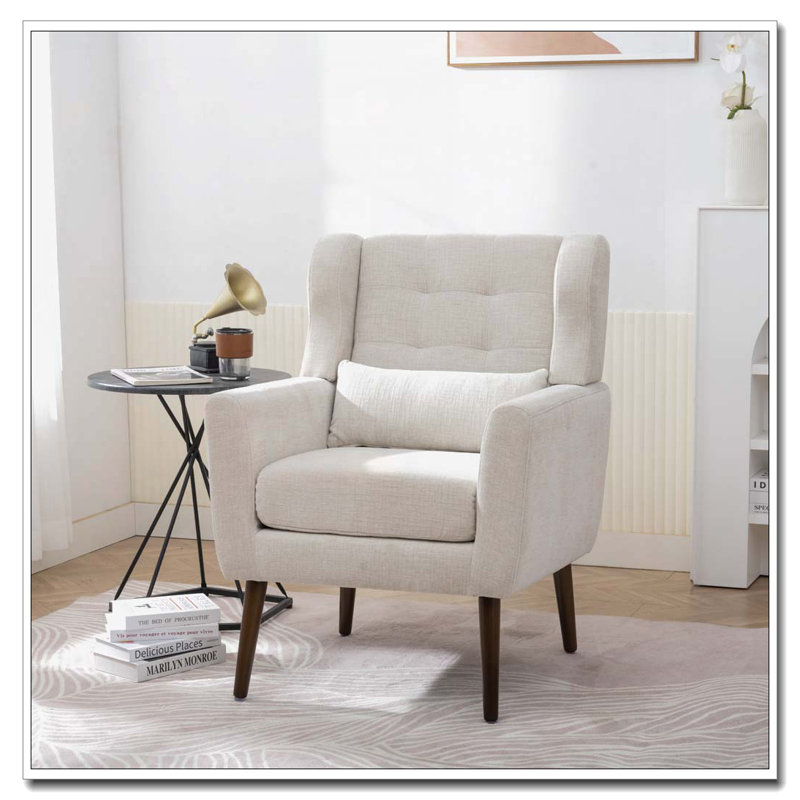 Fauteuil rembourré avec coussin, Beige