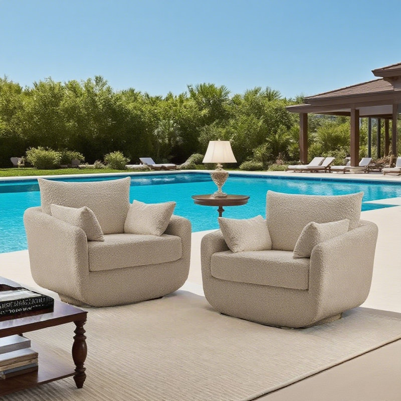 Ensemble de 2 fauteuils pivotants modernes Boucle, Chameau