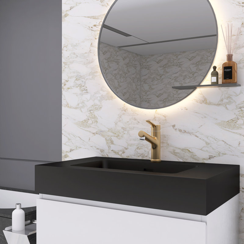 Ensemble de meuble-lavabo simple 24 po Najea, Blanc, Noir mat