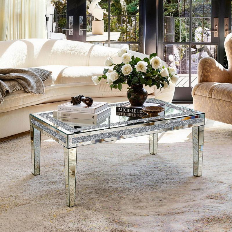 Diamonds Mirrored Top Glass Coffee Table