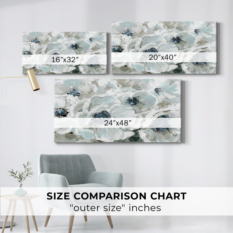 Blues en fleurs - Toile tendue avec châssis - Prêt à accrocher, H 16 po x l 32 po
