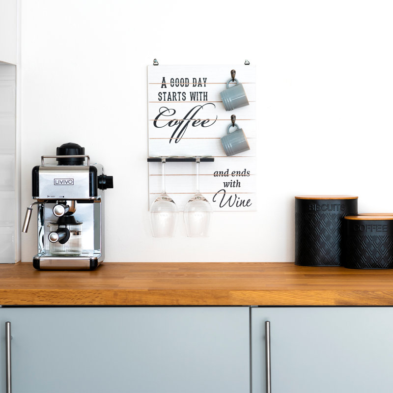 Wall Mounted Wine Glass Rack in White