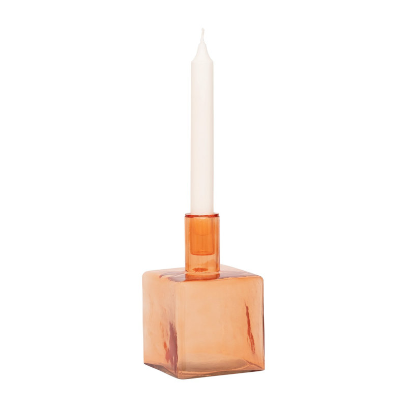 Chandelle de table en verre H 6,24 po, Orange