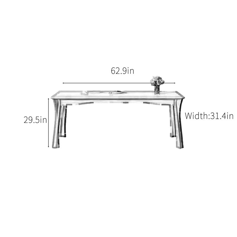 Une table de salle à manger en pierre avec une structure en bois de hêtre, H 29,5 po x L 62,9 po x l 31,4 po, Noir / blanc