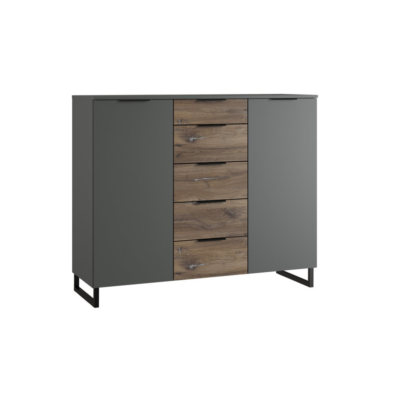 Cadence 139cm W 5 - Drawer Chest of Drawers, Graphite/Dark Brown