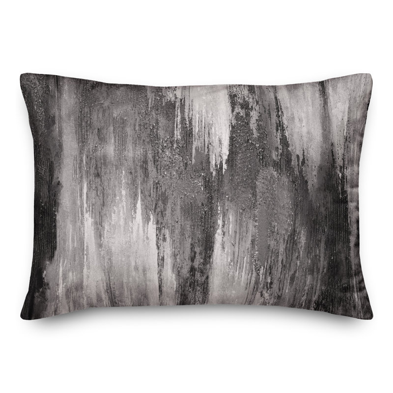 Abstract Outdoor Reversible Throw Pillow, Black