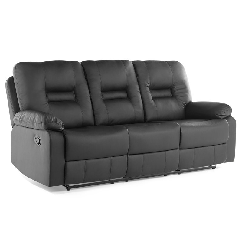 Faux Leather Reclining Sofa, Black