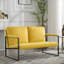Pour le salon et les petits espaces de chambre à coucher, fauteuil d'appoint moderne à 2 places avec structure entièrement en métal, finition jaune