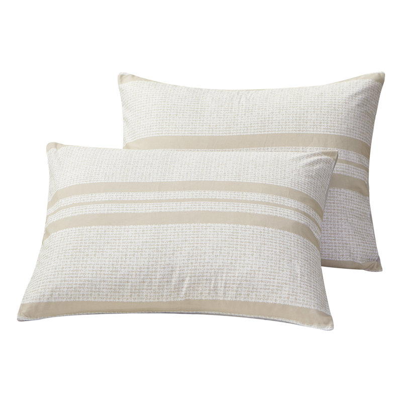 Full Gray Cotton Reversible Comforter Set with Pom Pom Stripes