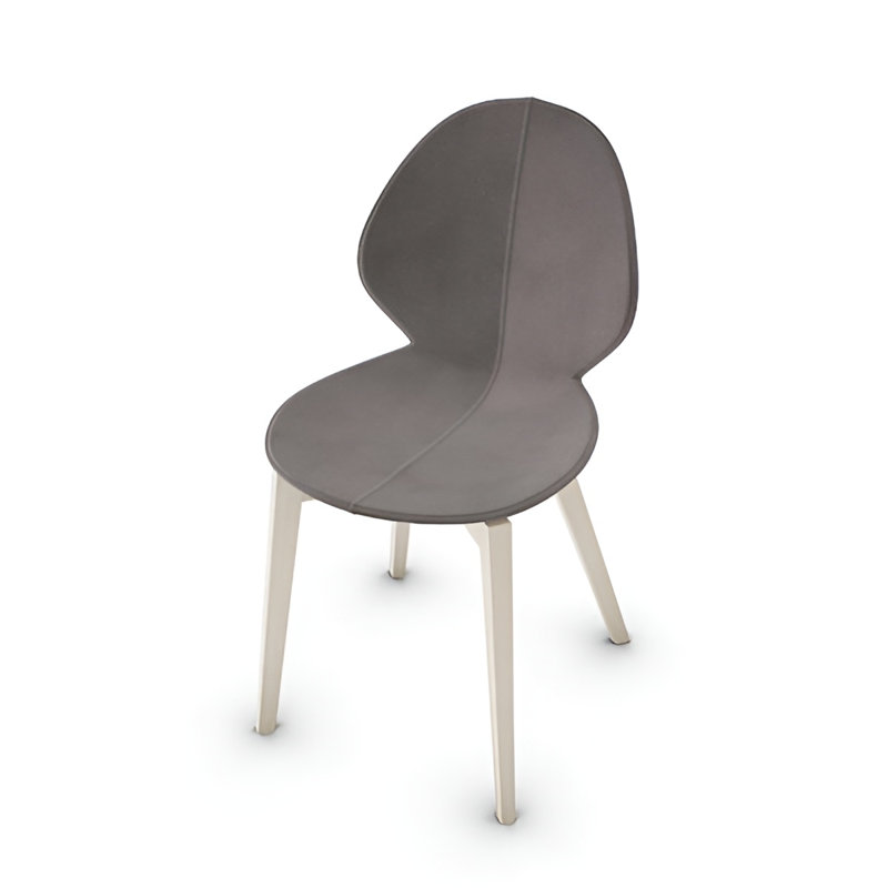 Chaise rembourrée Basil avec base en bois, Taupe, Hêtre blanchi