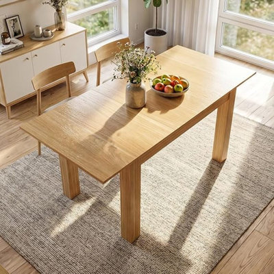Extendable Dining Table, Wooden Extendable Kitchen Table for 4-8 People