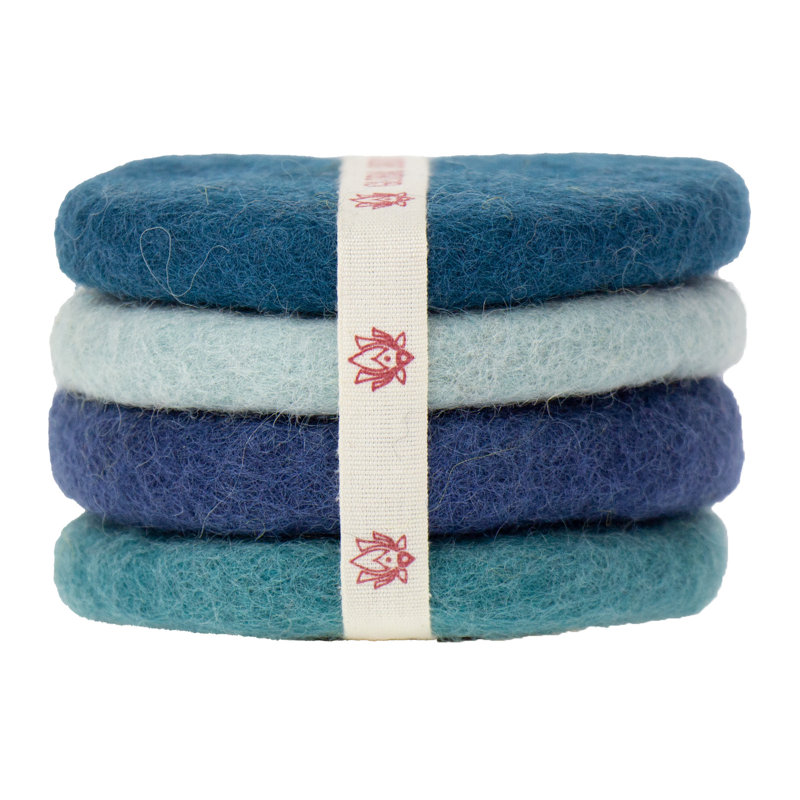 Ensemble-cadeau fait à la main en feutre de couleur macaron, Bleu