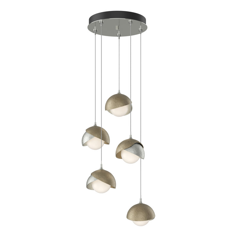 Brooklyn 5 - Light Cluster Geometric Pendant, Black, White, Standard: 15" to 80"