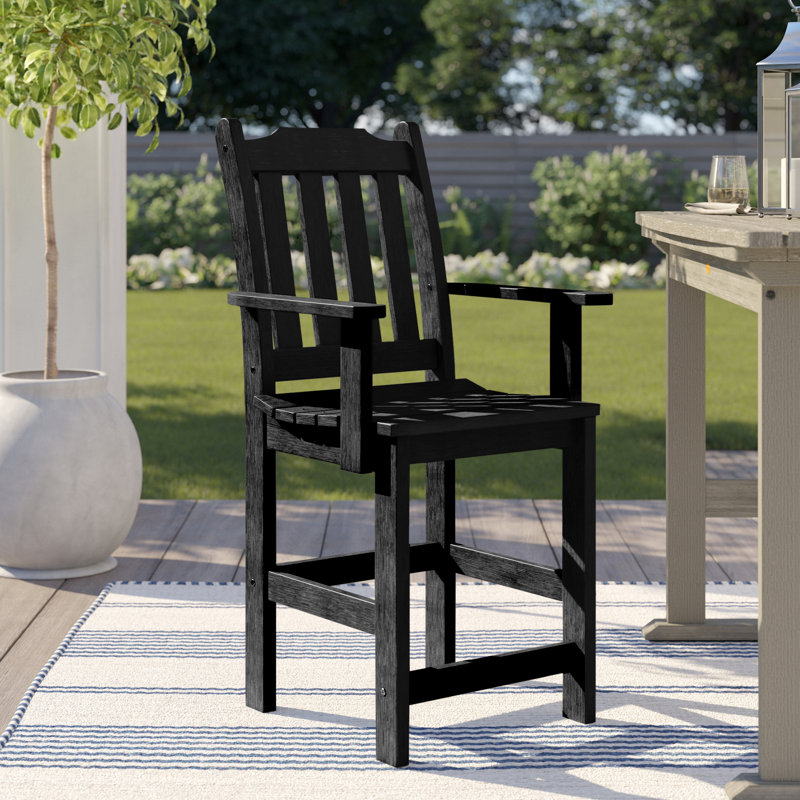 Chaise de patio à hauteur de comptoir Arbnora, Noir