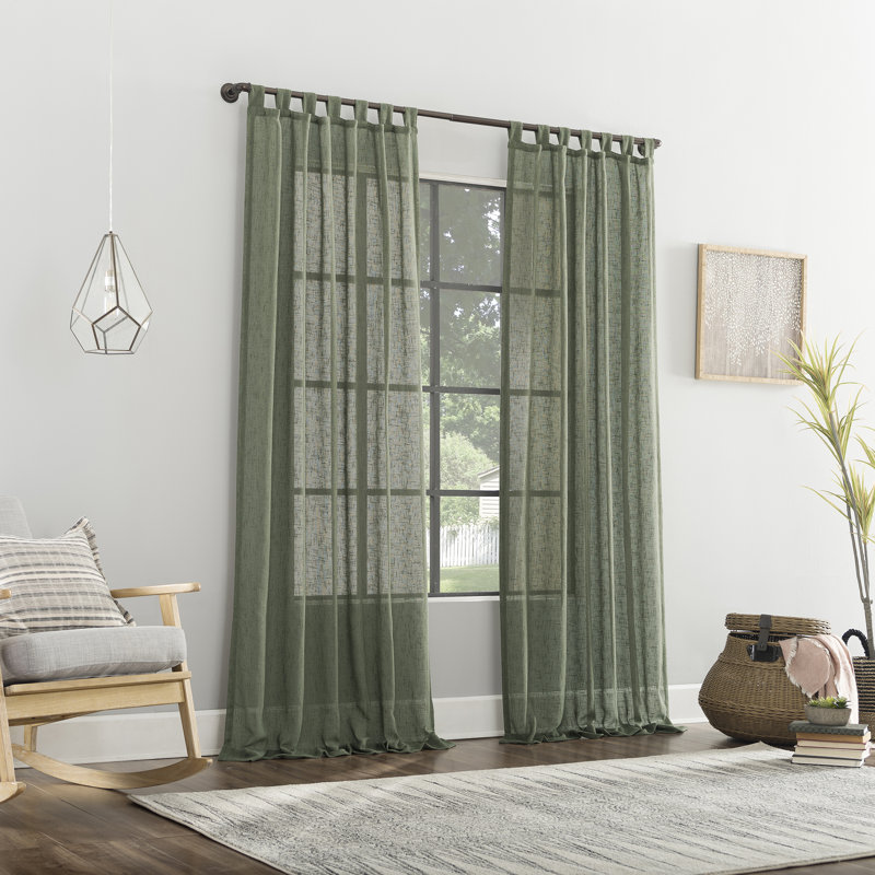 Rideau en toile de lin Holtz, L 50 po x L 96 po, Vert mousse