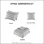 Édredon 4 pièces double / grand gris, pince, rembourrage, 2 taies décoratives, preuve, motif tissé, coffre-fort, lavable à la machine, coussin décoratif et rayures-118755814