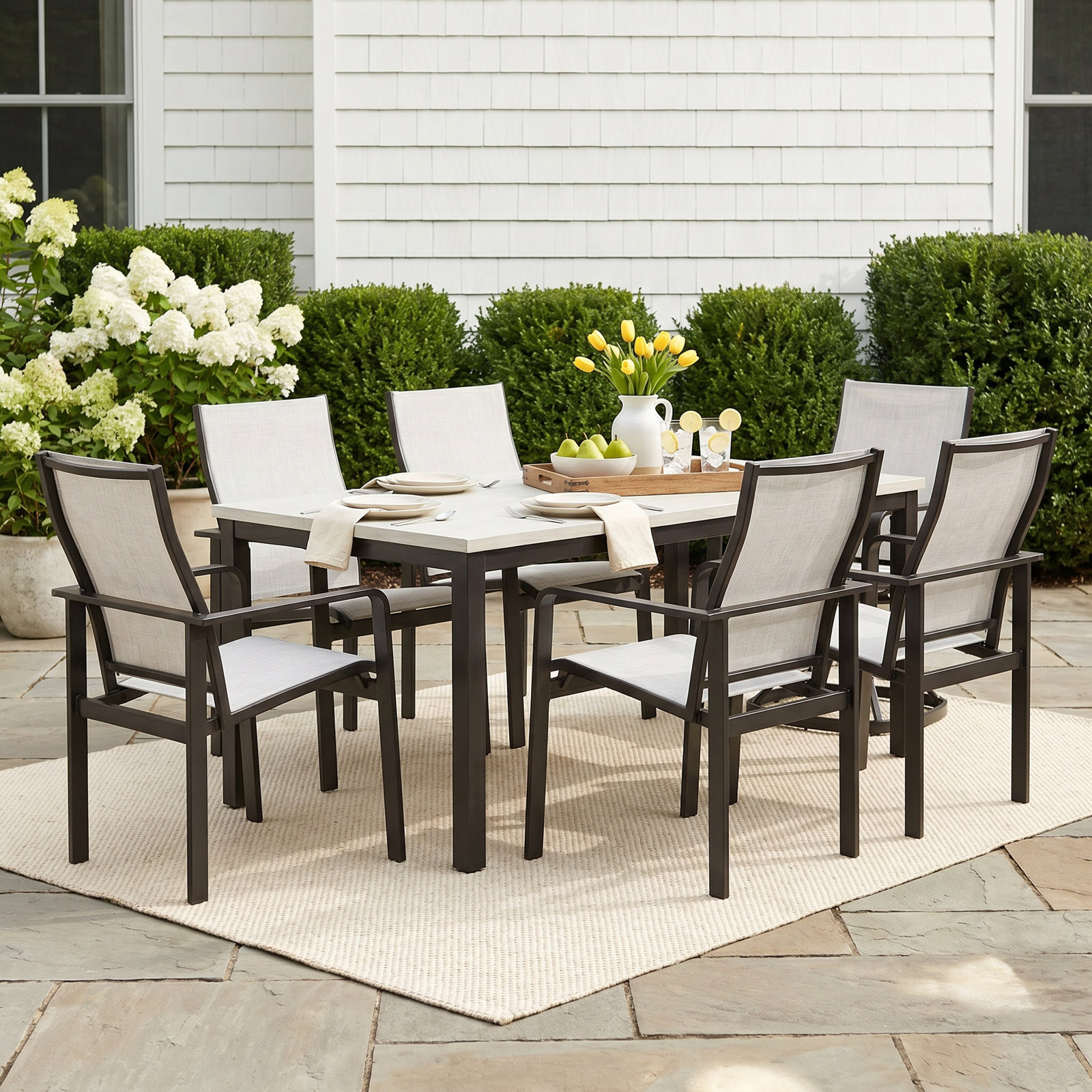 72" Patio Dining Set, Brown