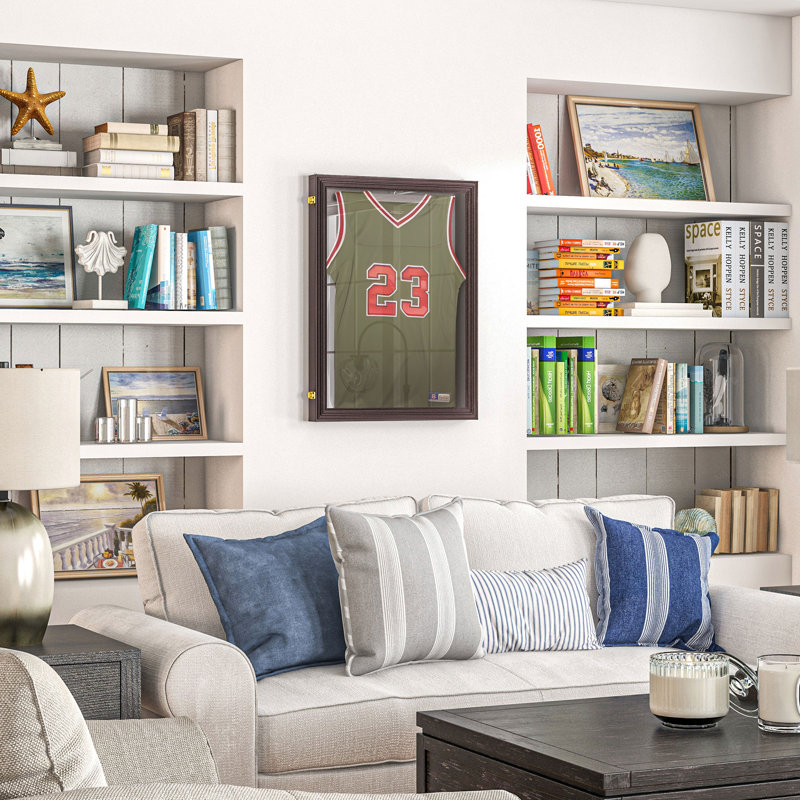 Cherry Brown Lockable Wall Mounted Jersey Display Case