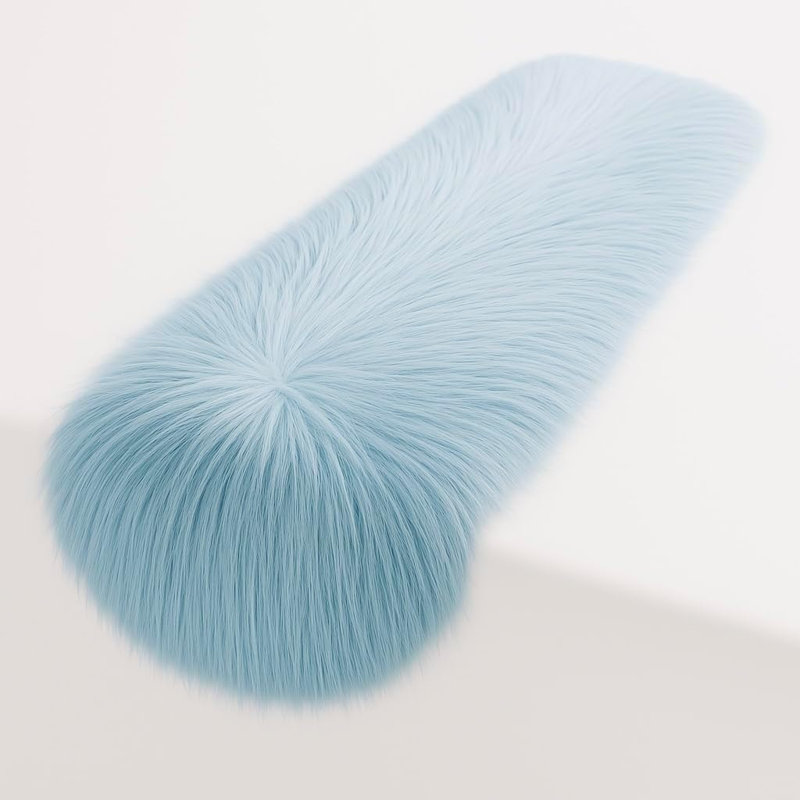 FabricLA Faux Fur Accent Cut with Rounded Edges for Holiday & Christmas Décor, Baby Blue, 12" W x 60" L