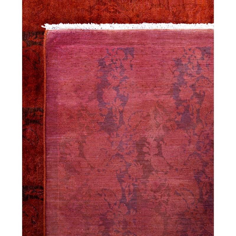 Overdyed Hand-Knotted Wool Modern-Contemporary Red Area Rug 12' 3" x 12' 9"