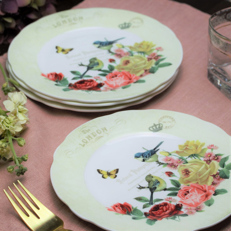  Rose Bird 7.5" Bone China Appetizer Plate