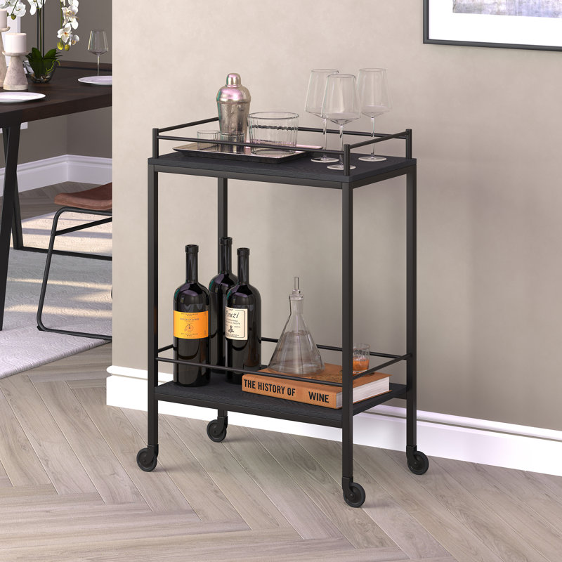 Metal Bar Cart, Black Grain
