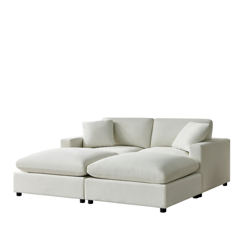 Vinessa 4-Piece Modular Down-Filled Sectional, Ivory Performance Polyester