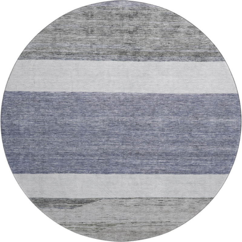 Premium Machine Washable Marasco AMF1624 Stripes Rug, Round 8'