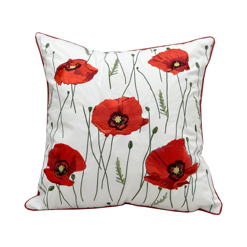 Embroidered Outdoor Throw Pillow