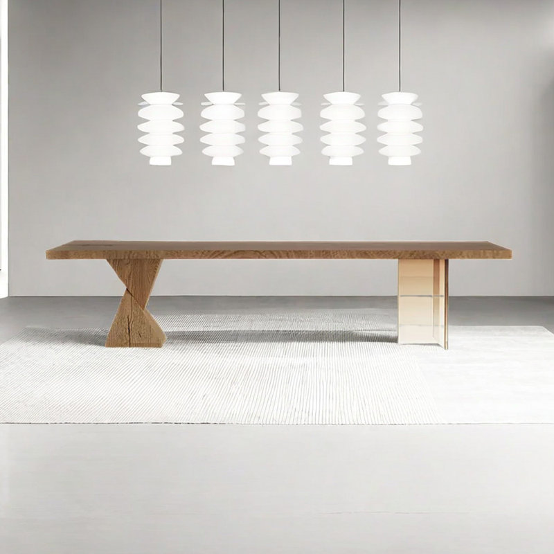 Jazzlynn Ash Solid Wood Top Dining Table, 31.5" W x 94.49" L