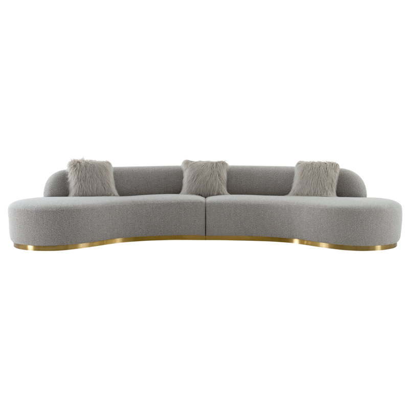 Simona Upholstered 150.39'' Sofa, Gray, 29.1" H x 150.39" W x 60.63" D, 5