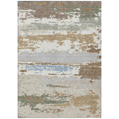Machine Washable Indoor/Outdoor Chantille ACN2592 Abstract Rug
