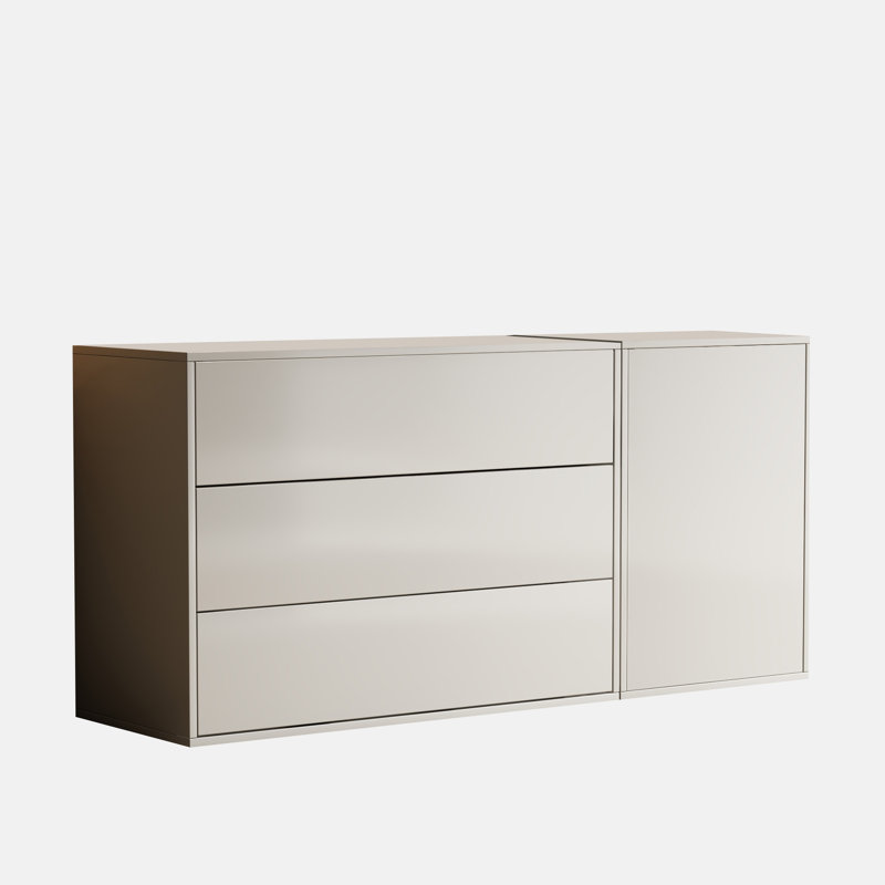 Armoire de rangement Fordyce pour le salon ou le bureau à domicile avec 3 tiroirs sans poignée