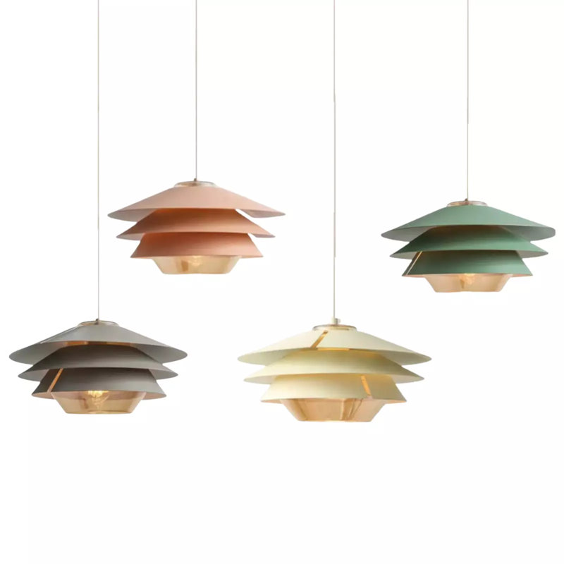 Modern Abstract Layered Cones Pendant Light – E27 Base with Metal Frame for Ambient Kitchen, Dining, and Living Room Lighting