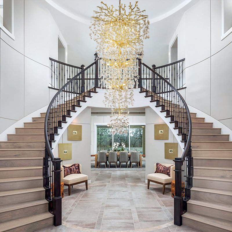 Crystal Chandelier For High Ceilings Tree Branch Chandelier, Large Chandeliers For Foyer Entryway Staircase Living Room, Gold
