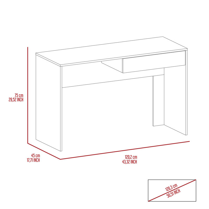 Bureau d'écriture Bureau à domicile Bureau debout, Brun, H 29,5 po x l 17,7 po x P 43,32 po