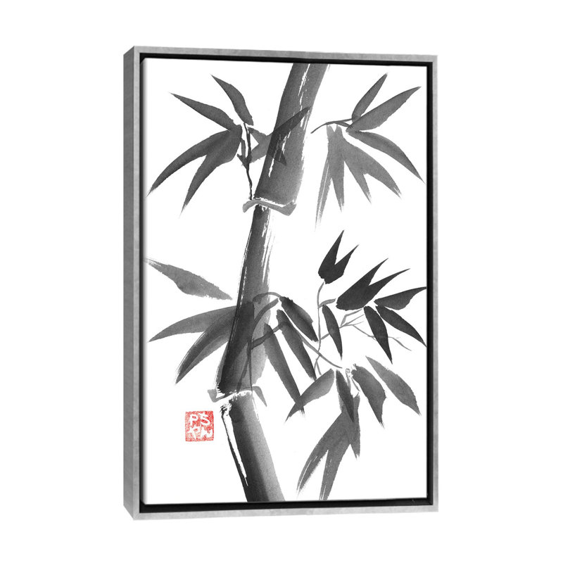«Bamboo» par Péchane - impression d'art graphique, H 60 po x l 40po x P 1,5 po, Toile avec cadre argenté, Pas de tapis