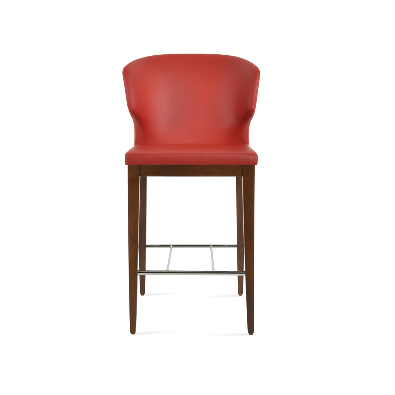 Amed Wood Counter & Bar Stool, Bar Stool (29" Seat Height), Blue, American Walnut