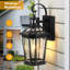 2 Pack Black Motion Sensor Outdoor Wall Lantern, Waterproof Dusk to Dawn LED Exterior Wall Sconce-527981672