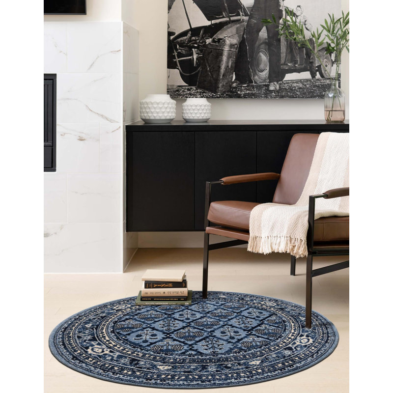 Hartle Geometric Indoor Rug, Round 6'1"