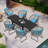 6 - Person Aluminum Extendable Outdoor Dining Set with Removable Cushions-106913427-106913528