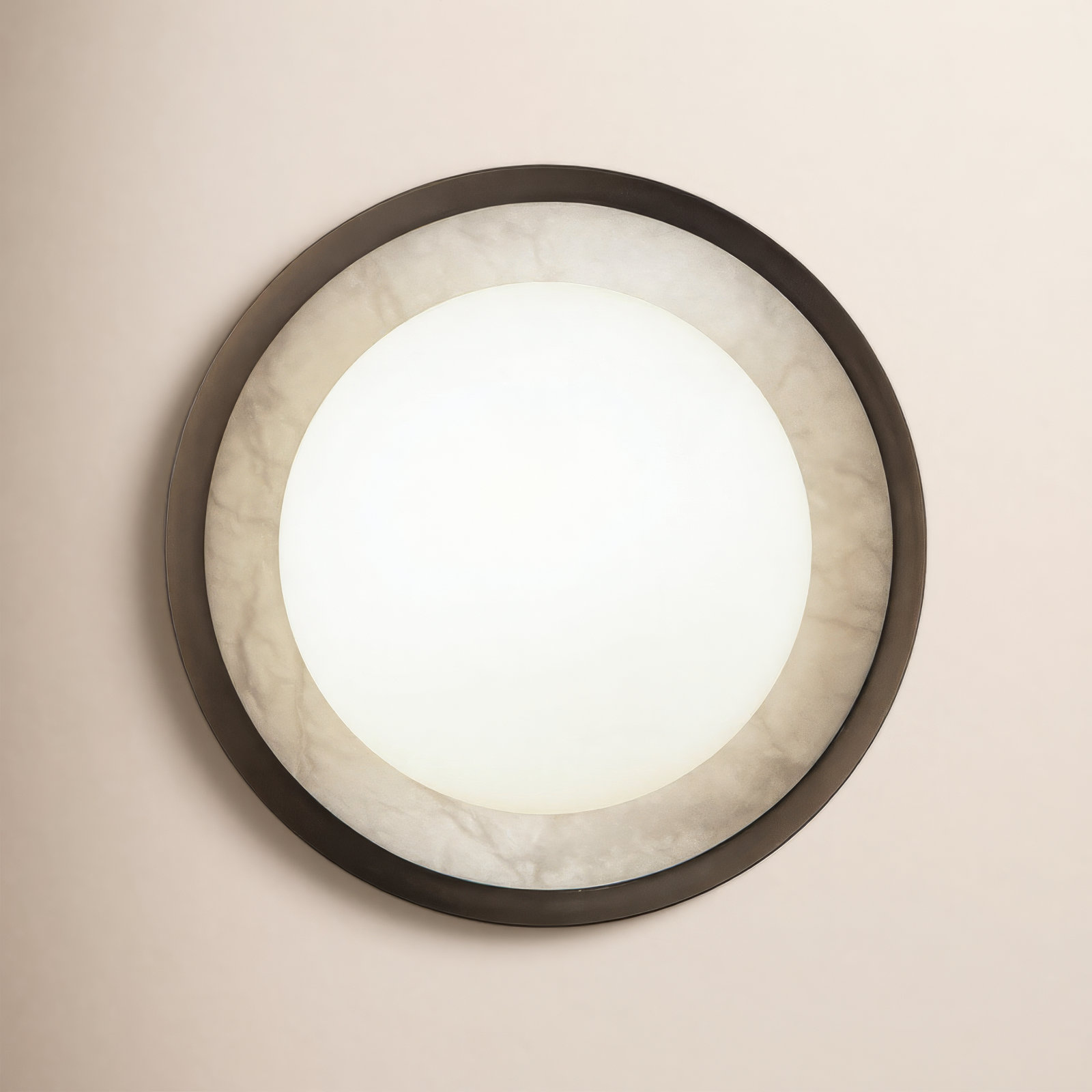 Alonso Single Alabaster Dimmable Bath Sconce, Urban Bronze