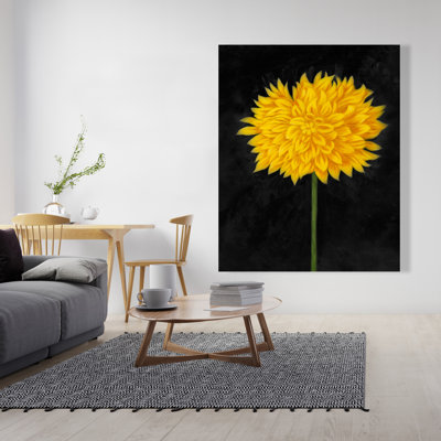 Yellow chrysanthemum - Rustic canvas floral home decor